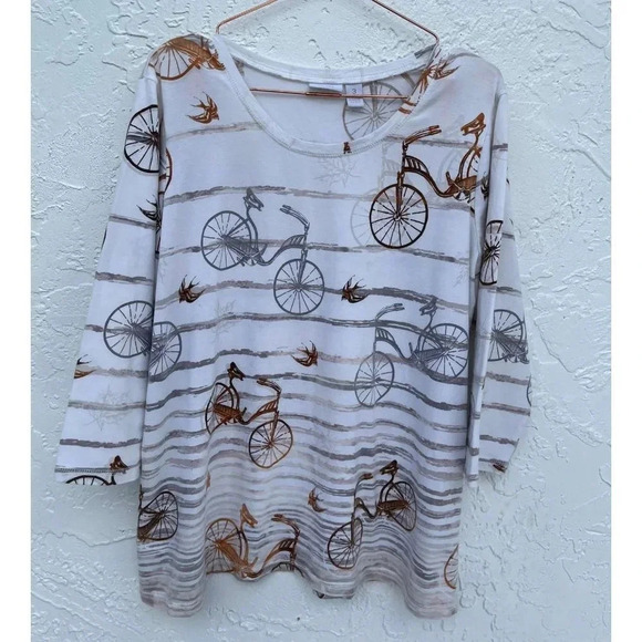 Weekends By Chicos Womens Pullover 3/4 Sleeve Motorcycle Top Blouse Sz 3 - Picture 2 of 9